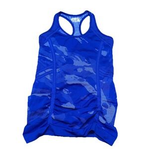 Athleta Fastest Track Racerback Tank Womens XS Exercise Top Activewear Camo Blue
